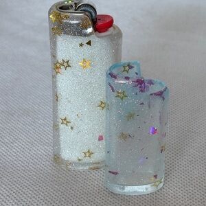 Glitter Star Lighter Holder Set
